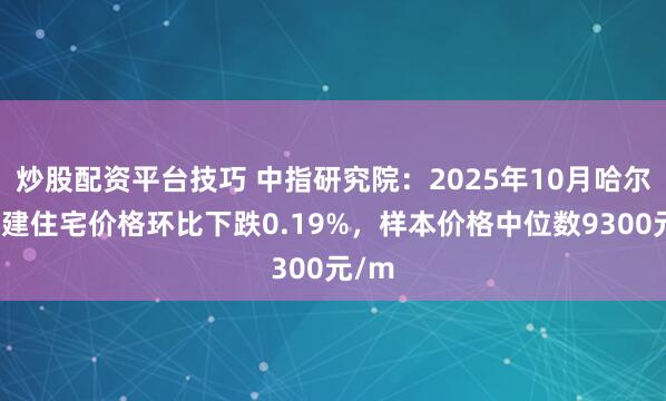 炒股配资平台技巧 中指研究院：2025年10月哈尔滨新建住宅价格环比下跌0.19%，样本价格中位数9300元/m